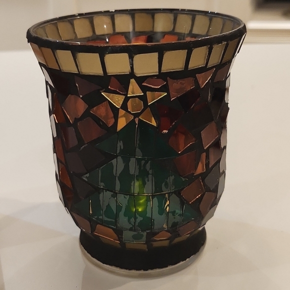 Christmas tree mosaic candle holder - Picture 1 of 3
